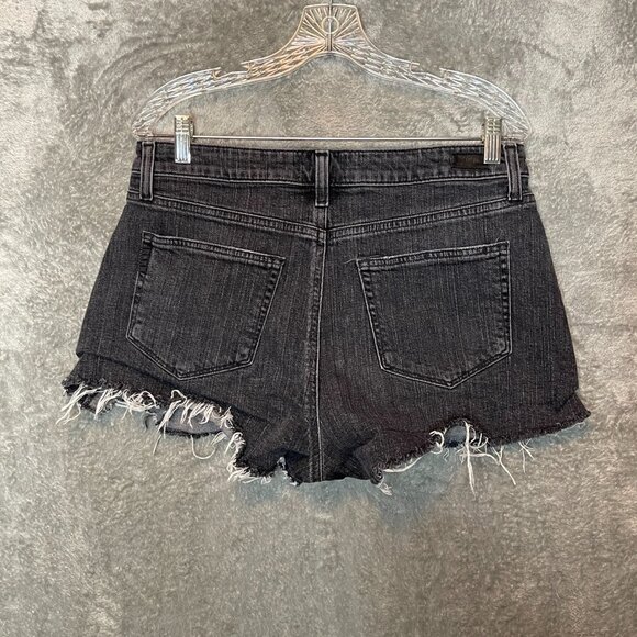 Paige Women Margot Silver City Destructed High Rise Black Denim Cut Off Short 31 - Picture 2 of 10